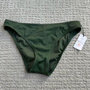 Shade & Shore Ribbed Bikini Bottoms - Olive